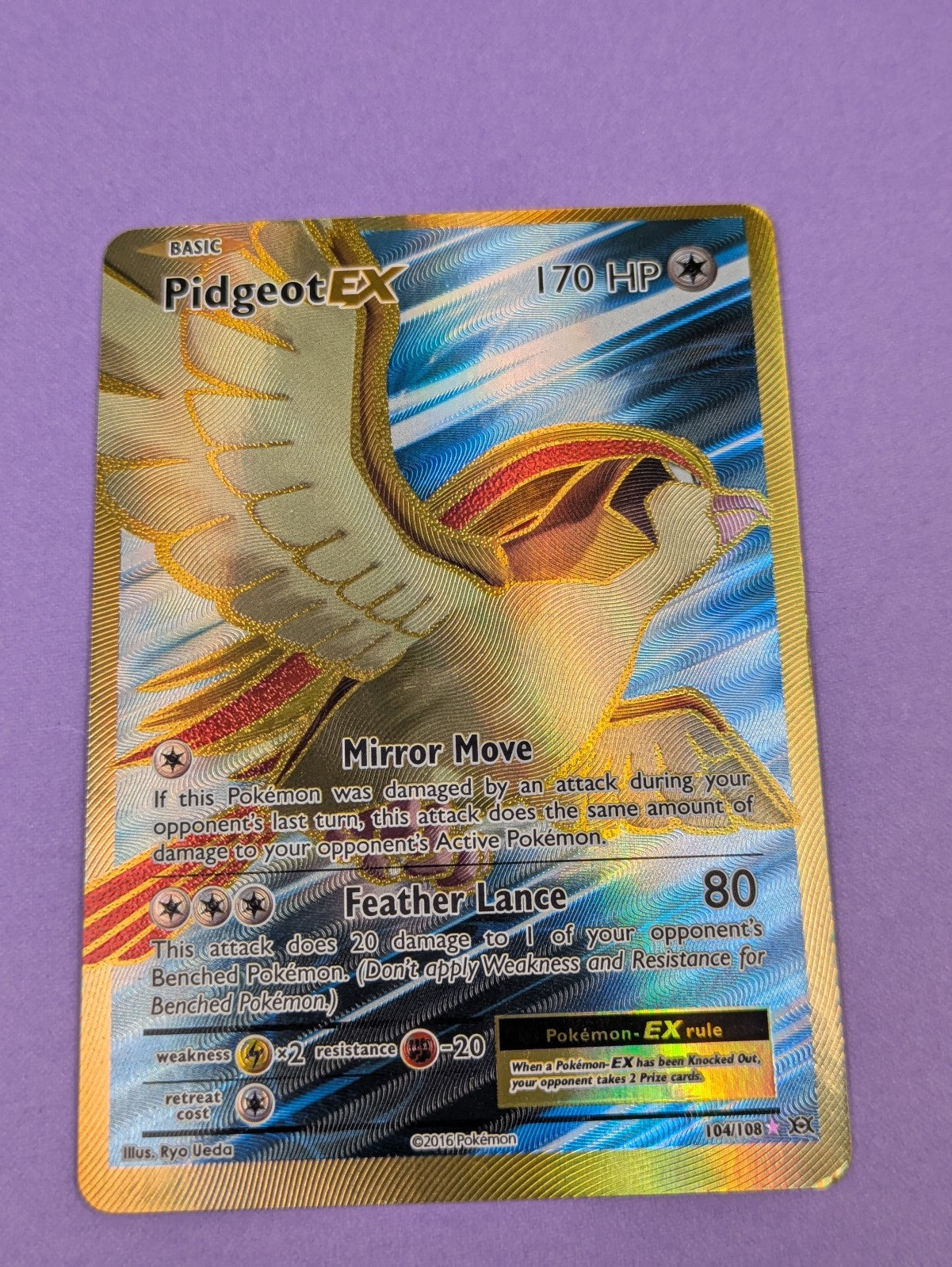 Pidgeot EX - 104/108 - Rare Ultra Holo Evolutions - Pokemon Card - MP