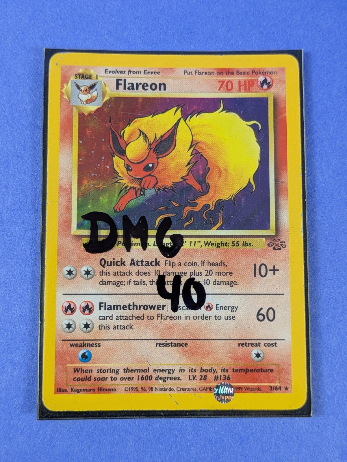 Flareon - 3/64 - Holo Unlimited Jungle - Pokemon Card - DMG