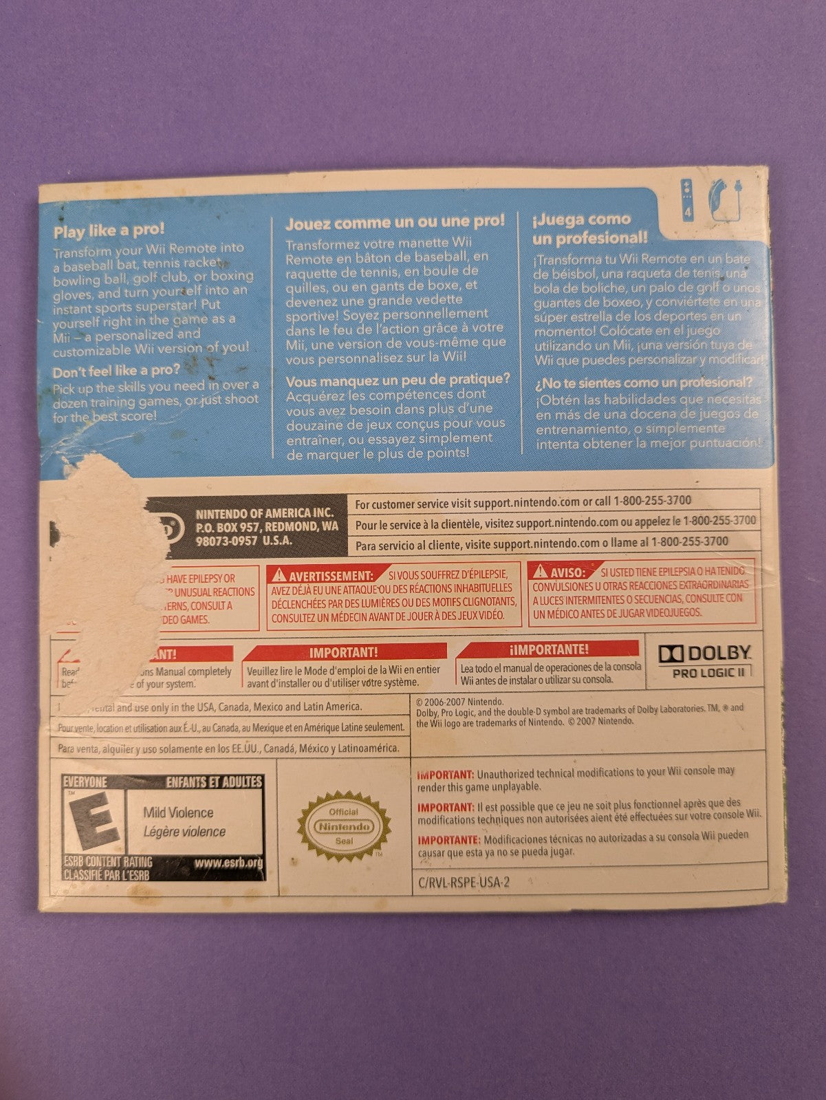 Nintendo Wii Video Game: Wii Sports (Nintendo Wii, 2006) CIB