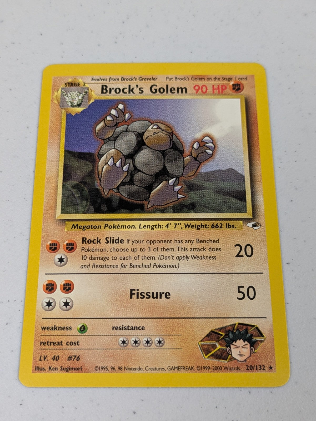 Brock's Golem - 20/132 - Rare Gym Heroes - Pokemon Card - NM