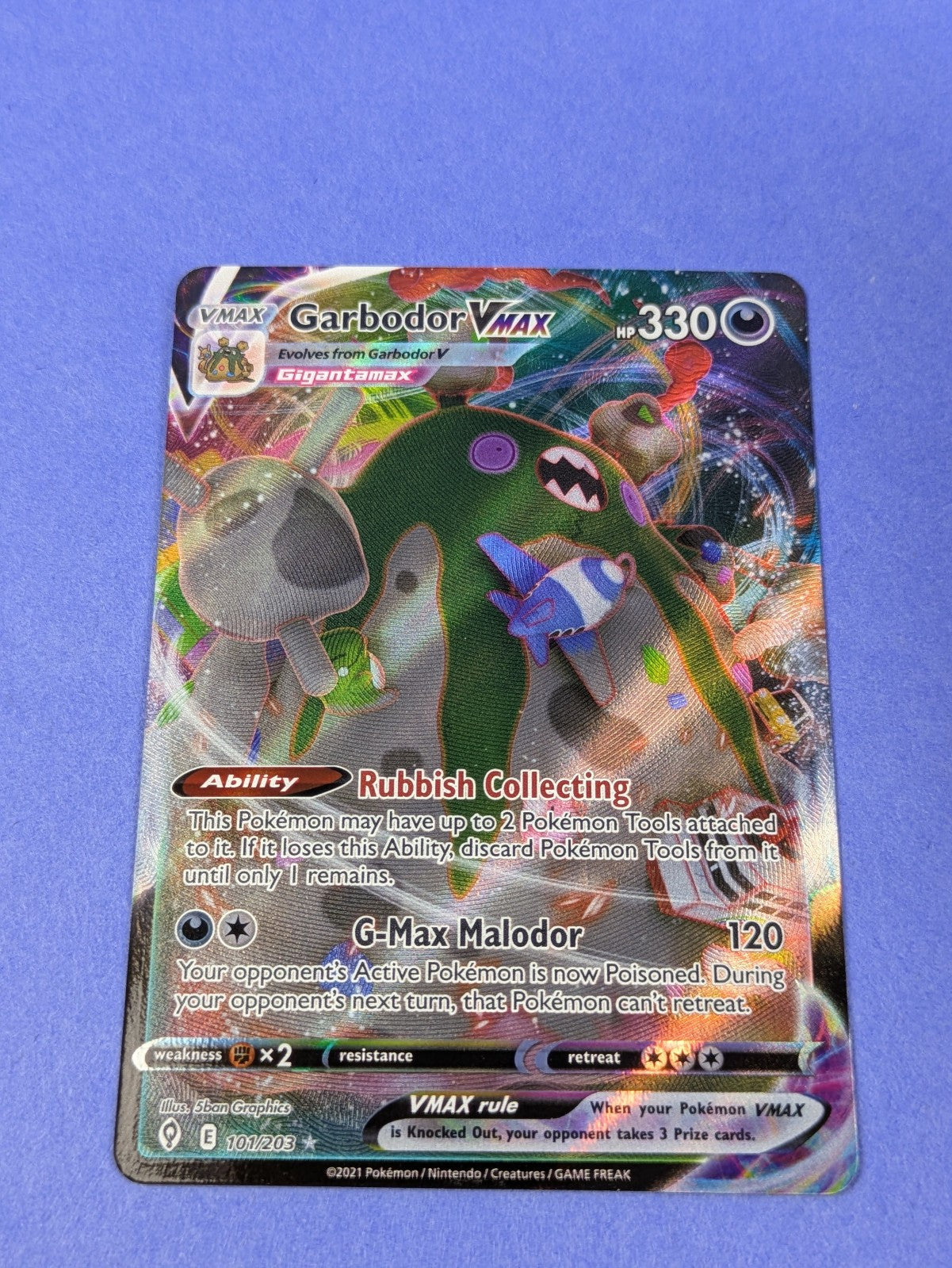 Garbodor VMAX - 101/203 - Rare Holo Evolving Skies - Pokemon Card - NM