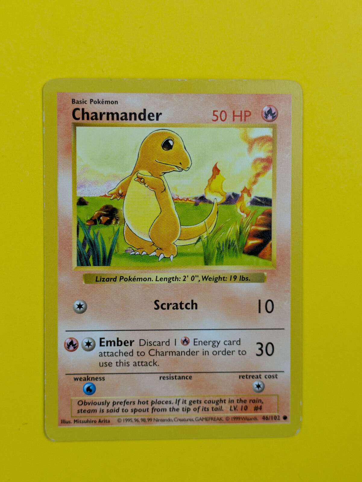 Charmander - 46/102 - Common Shadowless Base Set - Pokemon Card - NM