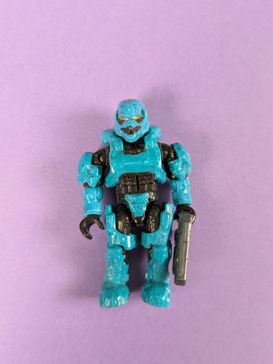 HALO Mega Bloks Construx Cyan Spartan Soldier Charlie CNC84 Series 12 w/ Weapon