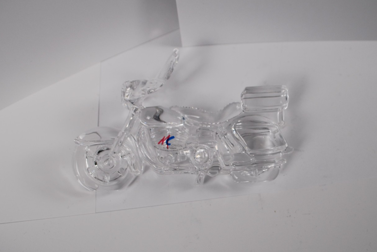 Hofbauer Magic Crystal American Biker Glass Retro Motorcycle Paperweight