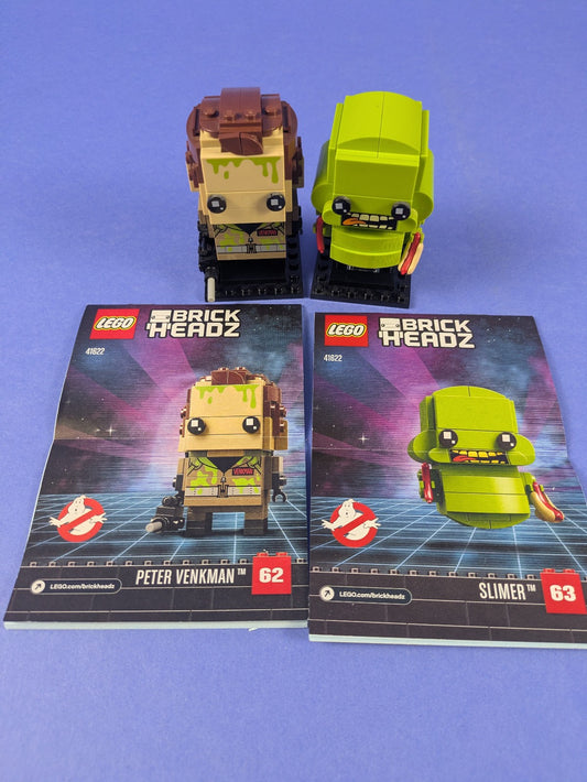 LEGO BrickHeadz Ghostbusters Peter Venkman & Slimer 41622 Complete Set Pre-Owned
