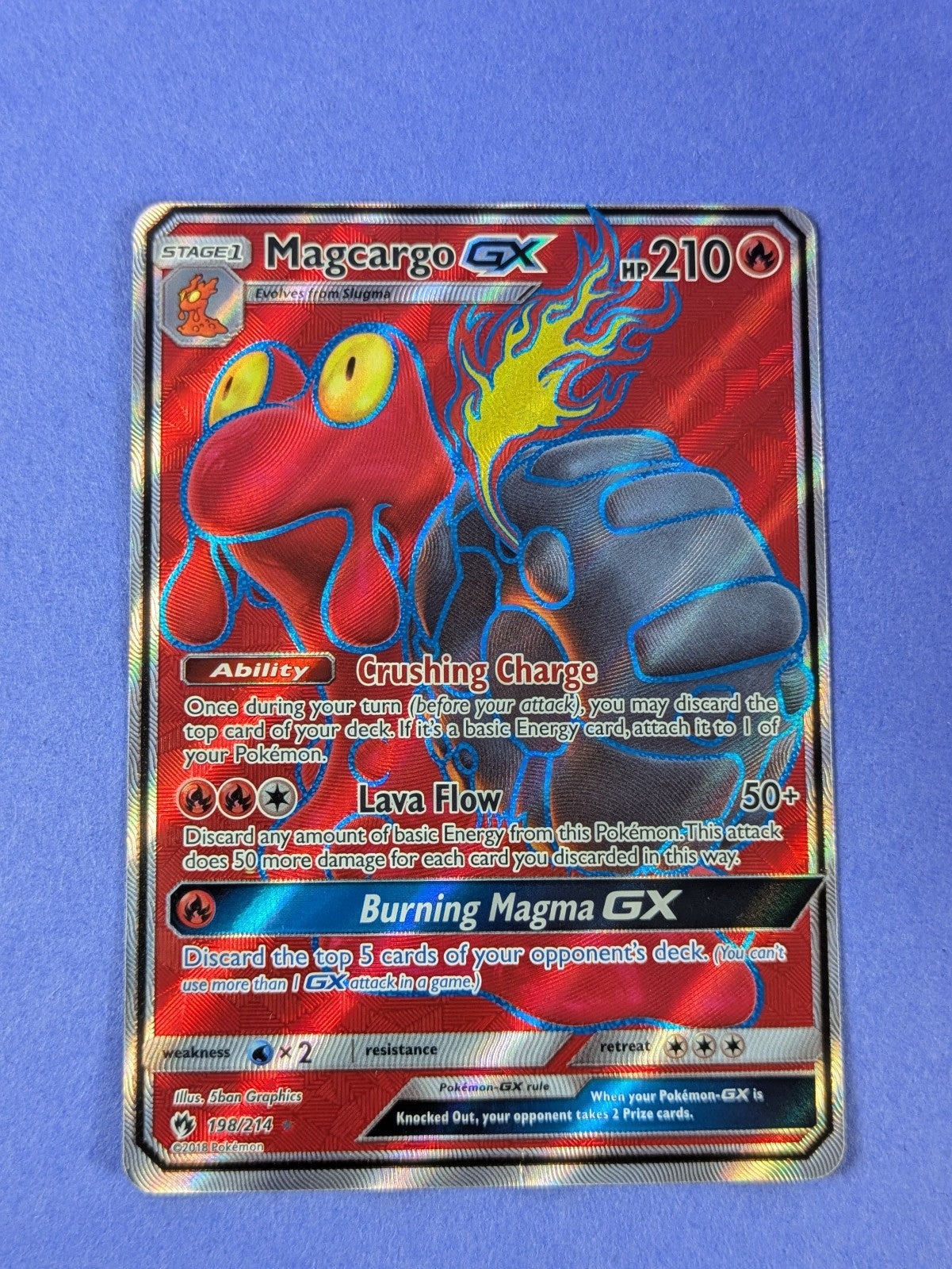 Magcargo GX - 198/214 - Rare Ultra Holo Lost Thunder - Pokemon Card - LP