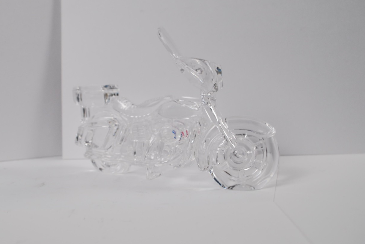 Hofbauer Magic Crystal American Biker Glass Retro Motorcycle Paperweight