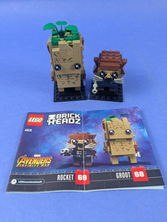 LEGO BrickHeadz Groot & Rocket 41626 Complete Set Pre-Owned