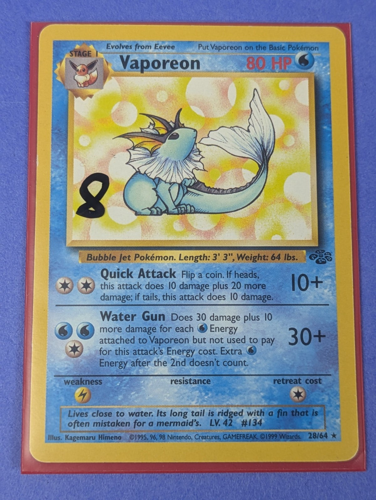 Vaporeon - 28/64 - Rare Unlimited Jungle - Pokemon Card - MP