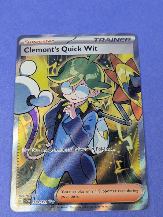 Clemont's Quick Wit - 229/191 - Ultra Rare Holo Surging Sparks - Pokemon - NM