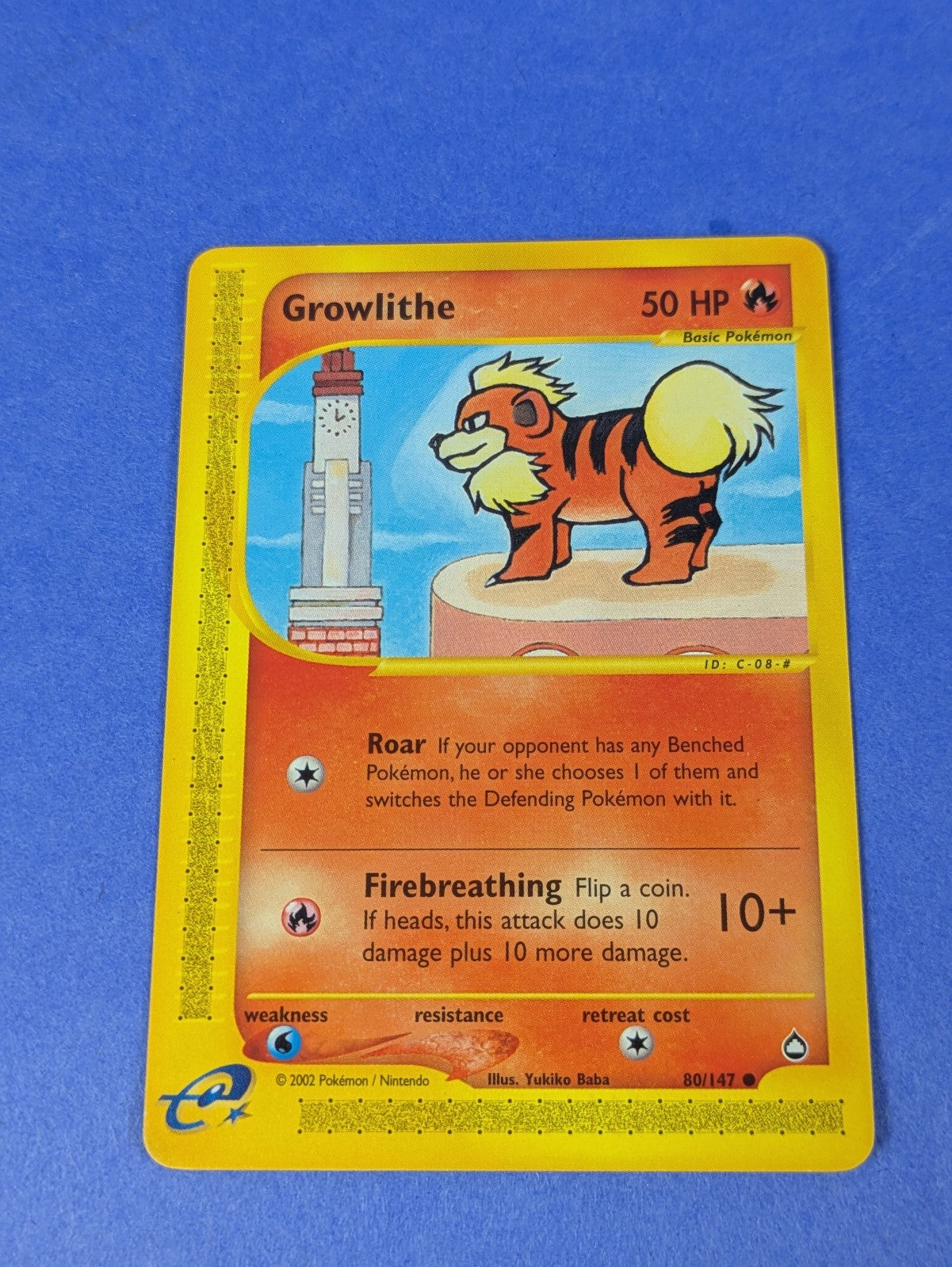 Growlithe - 80/147 - Common Aquapolis - Pokemon Card - LP