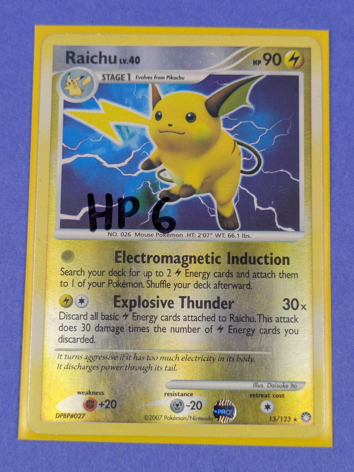 Raichu - 15/123 - Rare Reverse Holo Mysterious Treasures - Pokemon - HP