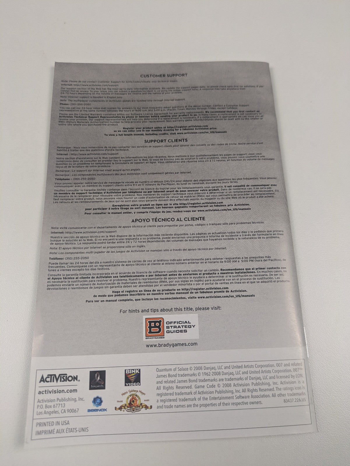 007: Quantum of Solace (Nintendo Wii, 2008) CIB