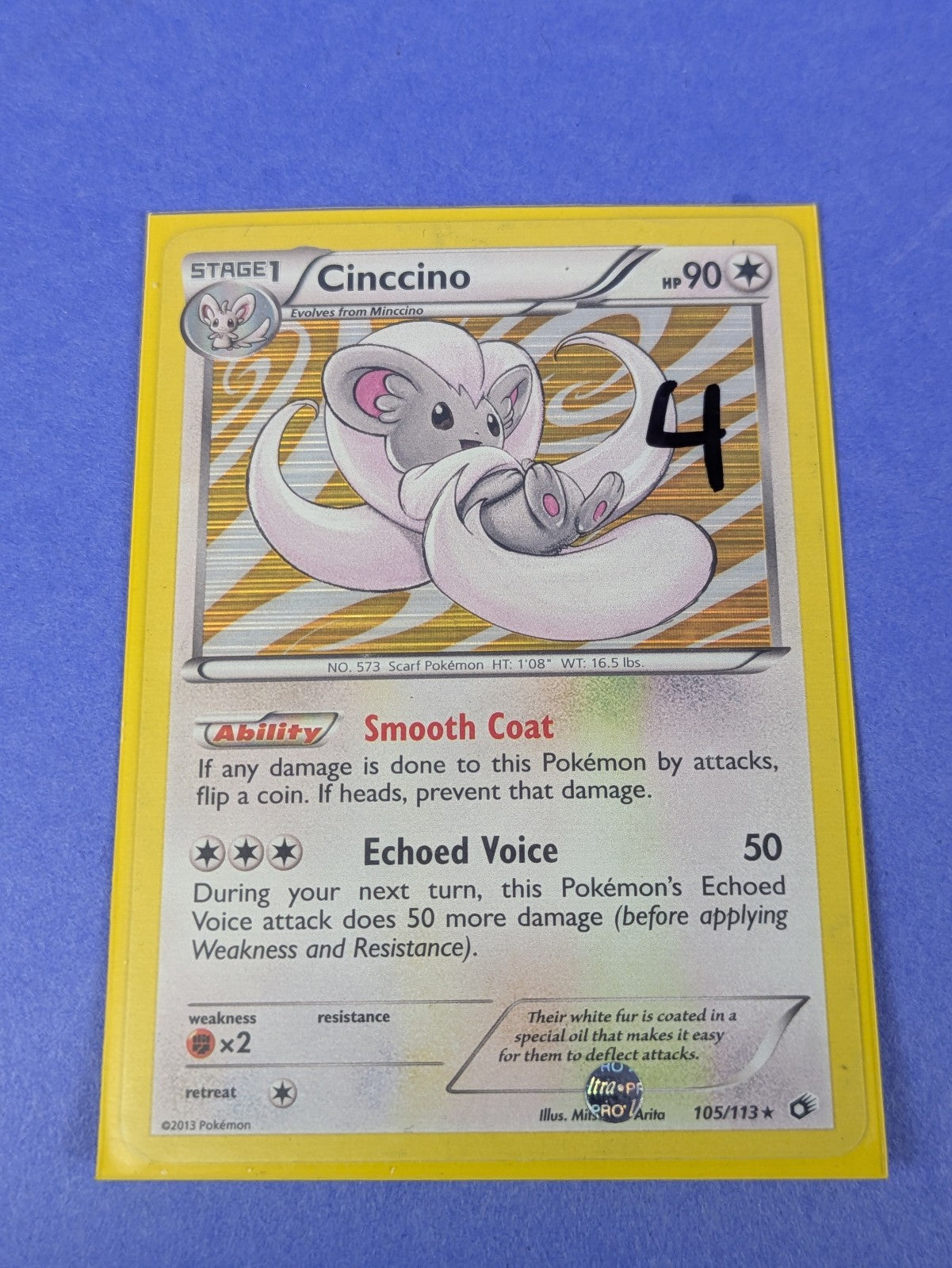 Cinccino - 105/113 - Rare Holo Legendary Treasures - Pokemon Card - LP
