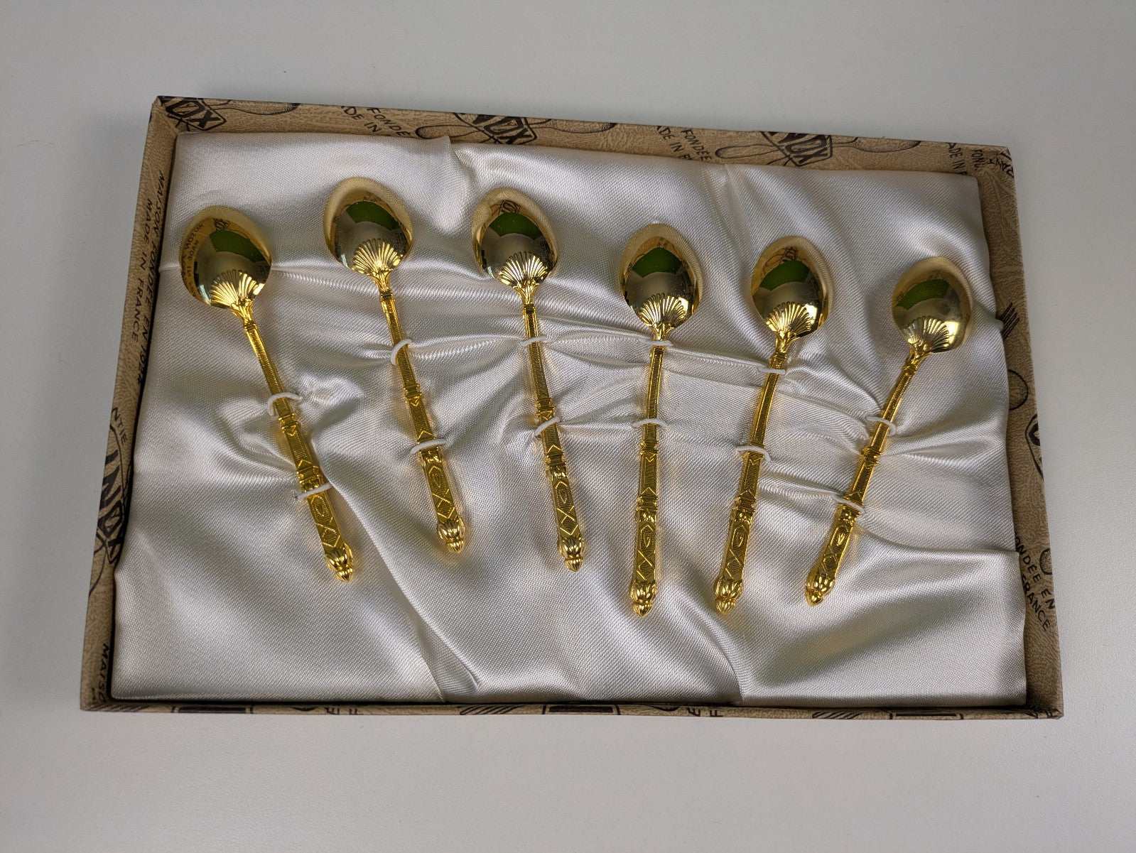 Vintage Set of 6 Spoon Collectible Gold-Plated Tableware 24k Gold Made in France