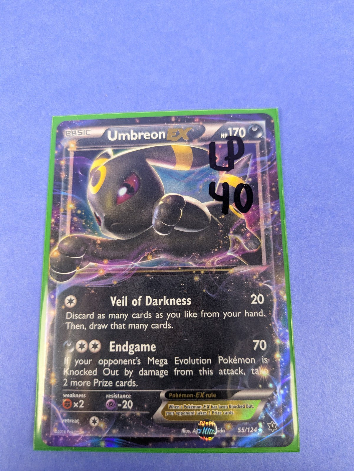 Umbreon EX - 55/124 - Rare Holo EX Fates Collide - Pokemon Card - LP