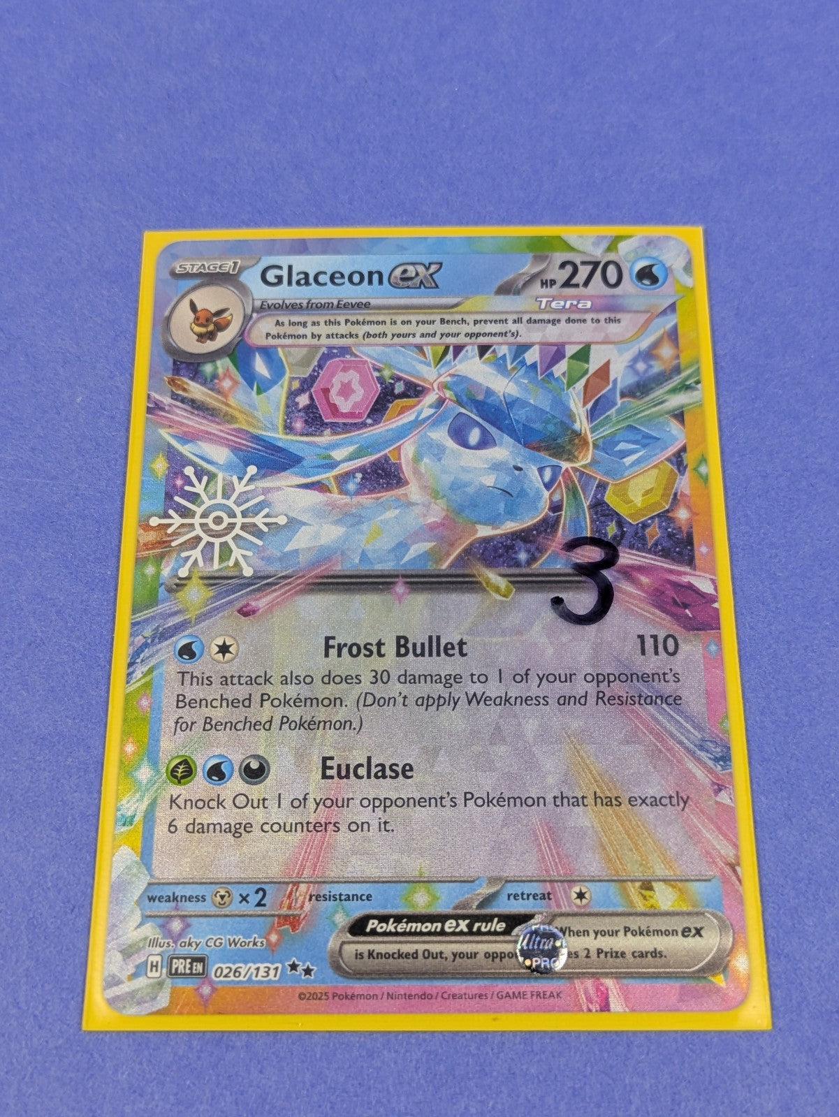 Glaceon ex - 026/131 - Double Rare Prismatic Evolutions Calendar - Pokemon - NM