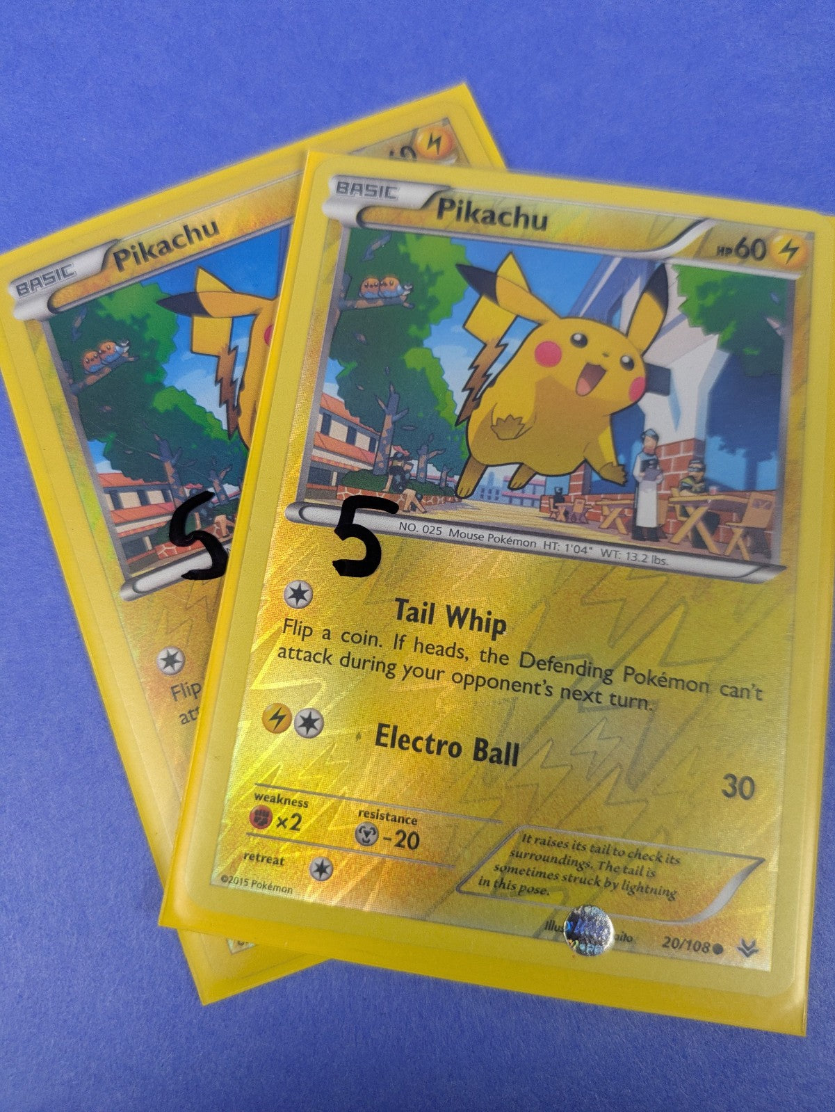 Pikachu - 20/108 - Common Reverse Holo Roaring Skies Pokemon Card - NM