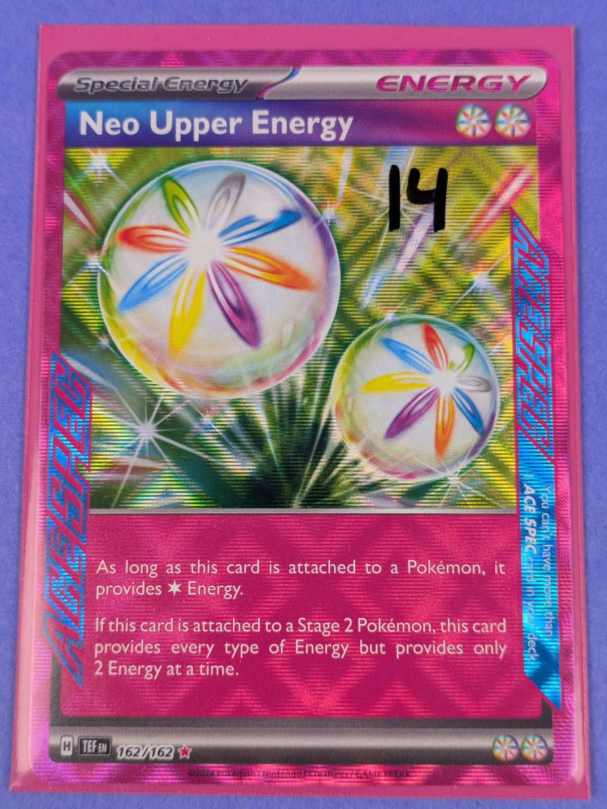 Neo Upper Energy - 162/162 - ACE SPEC Rare Temporal Forces - Pokemon Card - NM