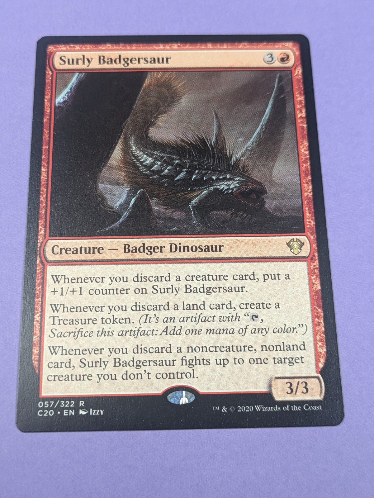 MTG Magic: Commander 2020: Surly Badgersaur #057/322 Rare - NM