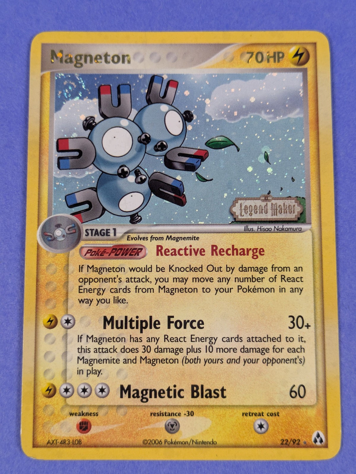 Magneton - 22/92 - Rare Reverse Holo Legend Maker - Pokemon - DMG