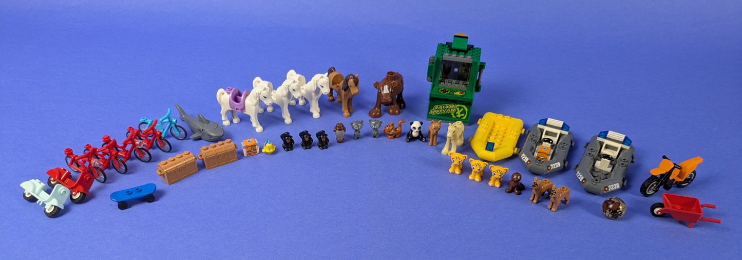 Lego Bundle Set: Random Assorted Authentic Animals, Bikes, Boat, and more!