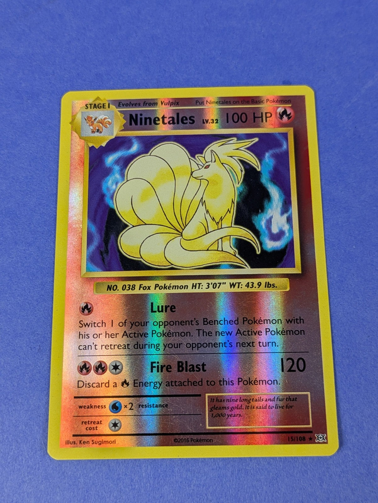 Ninetales - 15/108 - Rare Reverse Holo Evolutions - Pokemon Card - NM