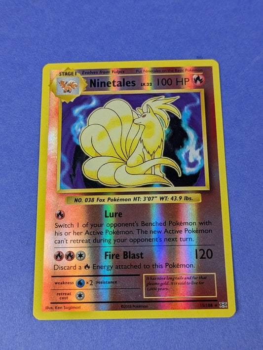 Ninetales - 15/108 - Rare Reverse Holo Evolutions - Pokemon Card - NM
