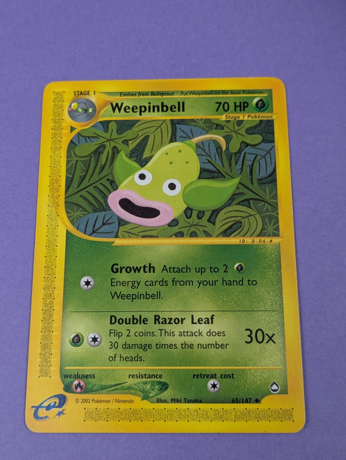 Weepinbell - 65/147 - Uncommon Aquapolis - Pokemon Card - NM