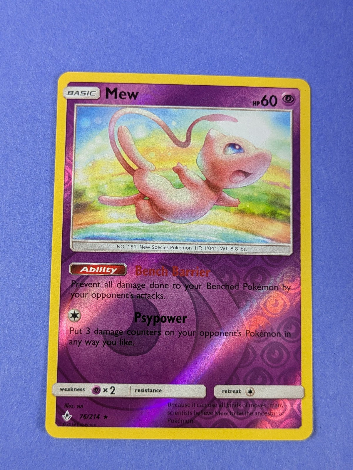 Mew - 76/214 - Holo Rare Reverse Holo Unbroken Bonds - Pokemon Card - NM