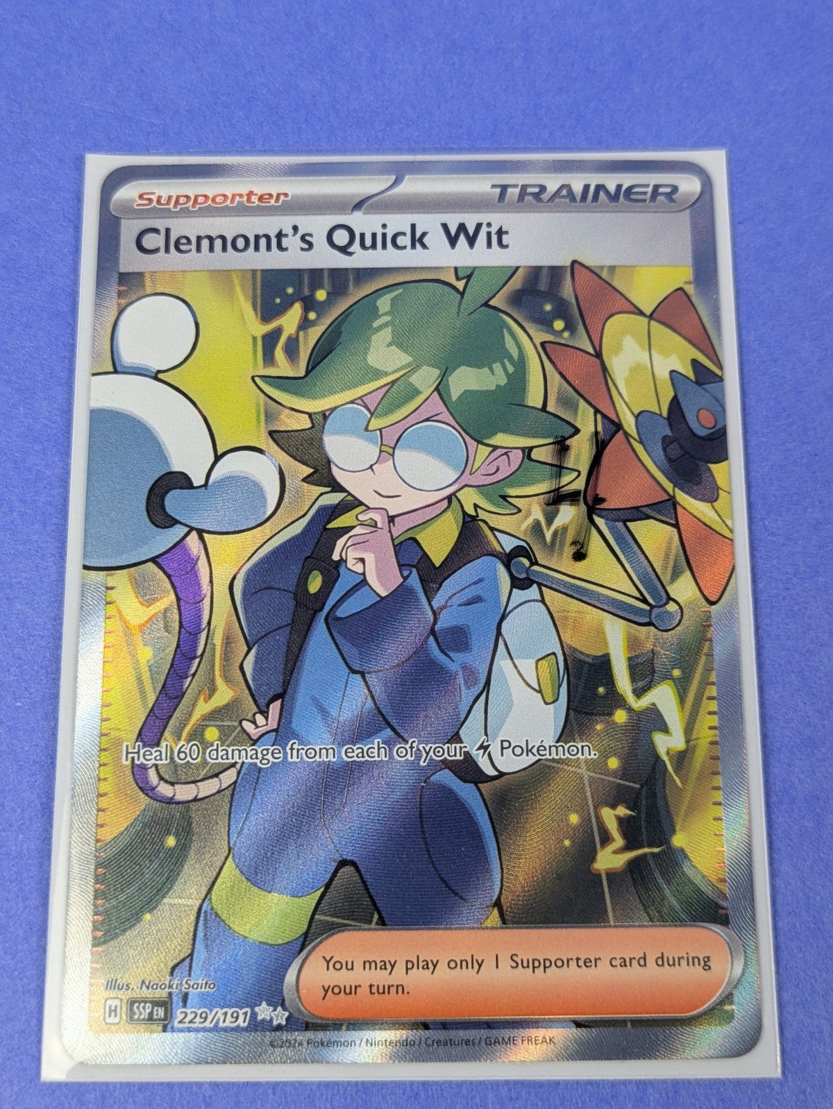 Clemont's Quick Wit - 229/191 - Ultra Rare Holo Surging Sparks - Pokemon - NM