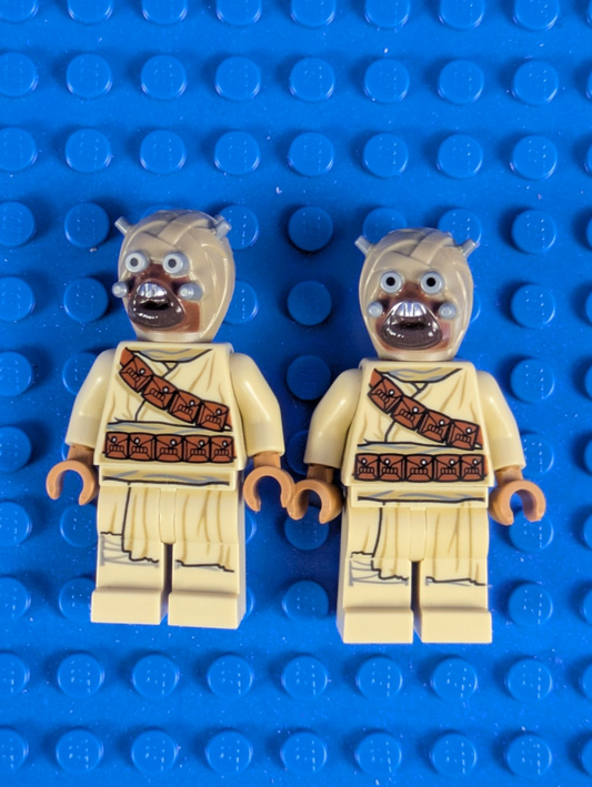 Lego Star Wars: Tusken Raider - Dark Tan Head with Spikes (2X) sw1074 Set 75265
