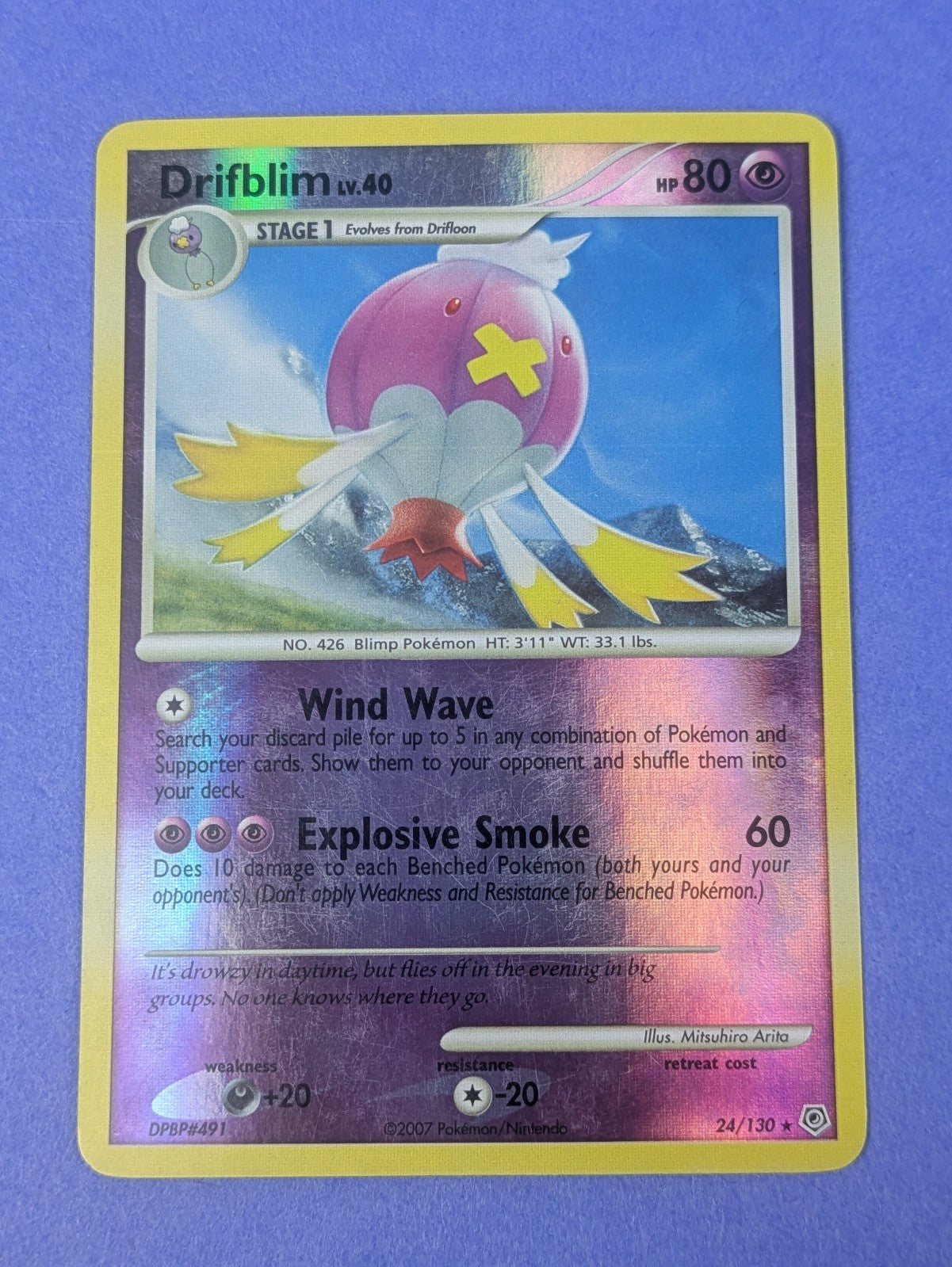 Drifblim - 24/130 - Rare Reverse Holo Diamond & Pearl - Pokemon - LP