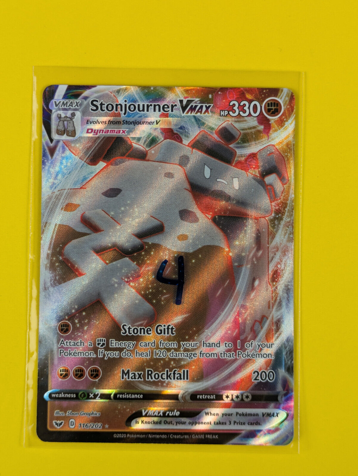 Stonjourner VMAX - 116/202 - Ultra Rare Sword & Shield - Pokemon Card - NM
