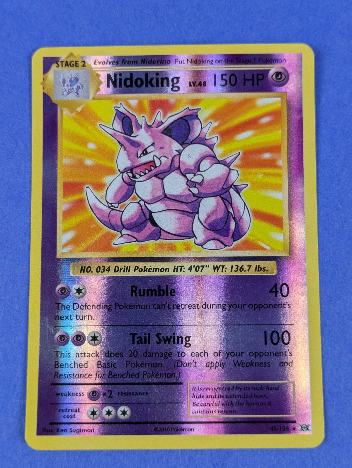Nidoking - 45/108 - Rare Reverse Holo Evolutions - Pokemon Card - MP
