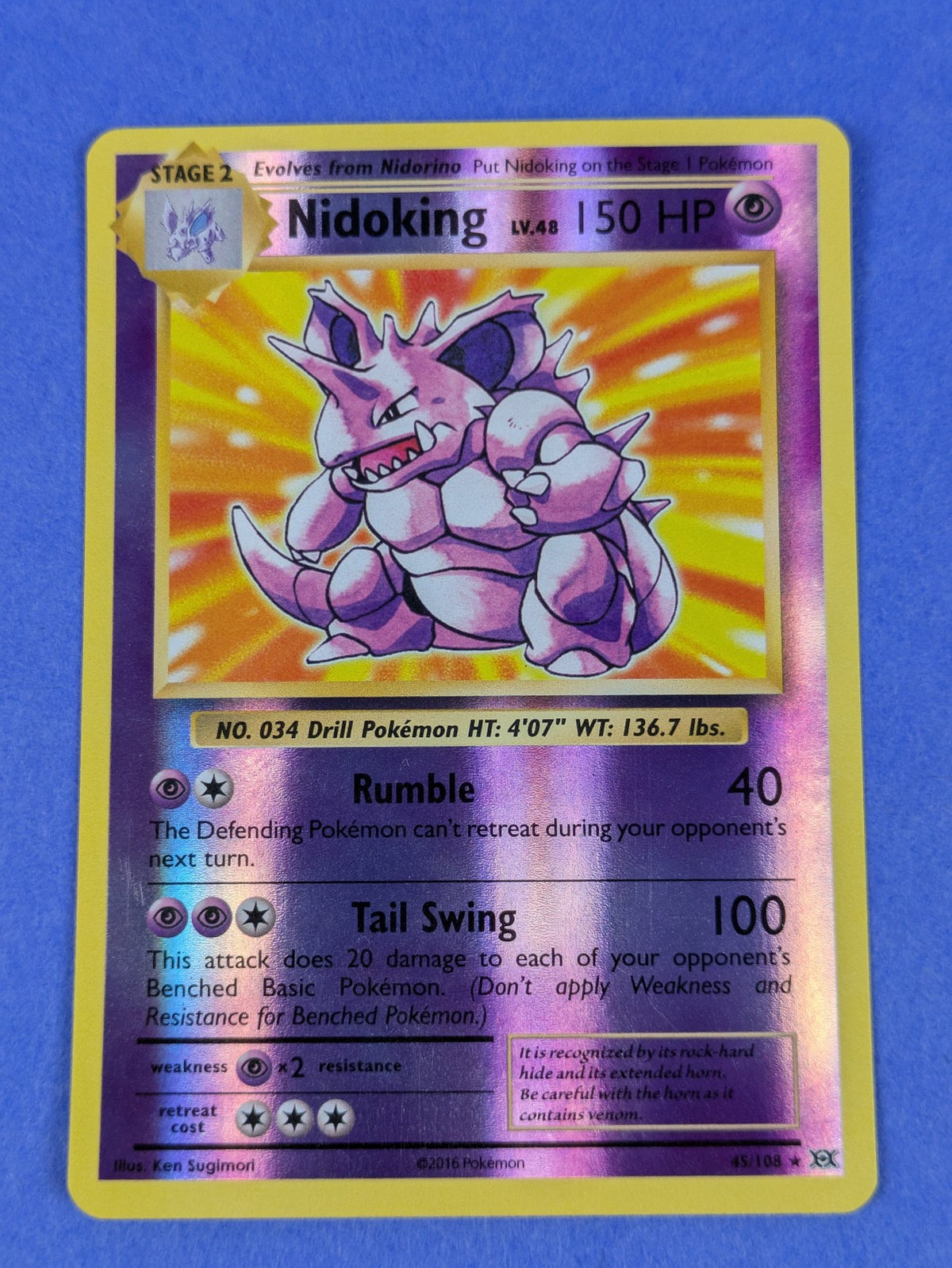 Nidoking - 45/108 - Rare Reverse Holo Evolutions - Pokemon Card - MP