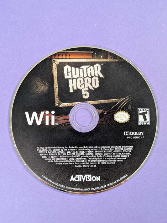 Nintendo Wii Video Game: Guitar Hero 5 (Nintendo Wii, 2009) Disc Only