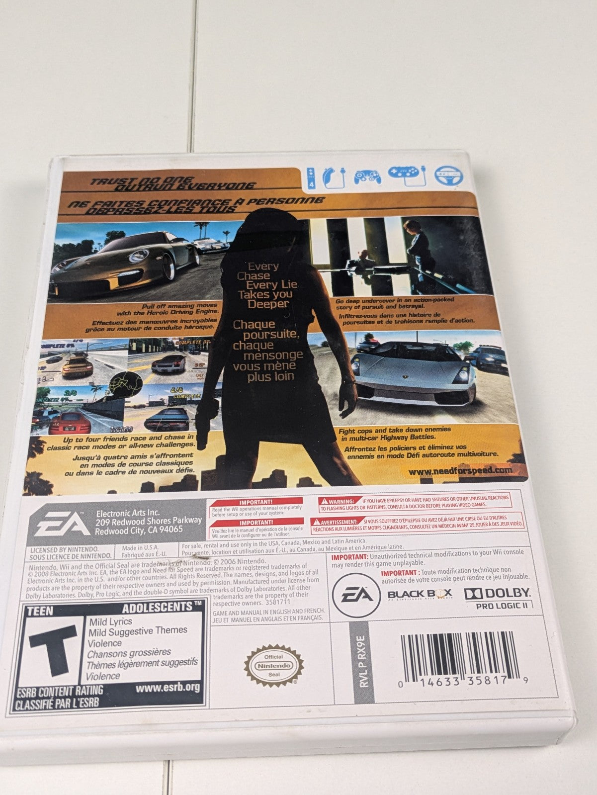 Need for Speed: Undercover (Nintendo Wii, 2008) CIB
