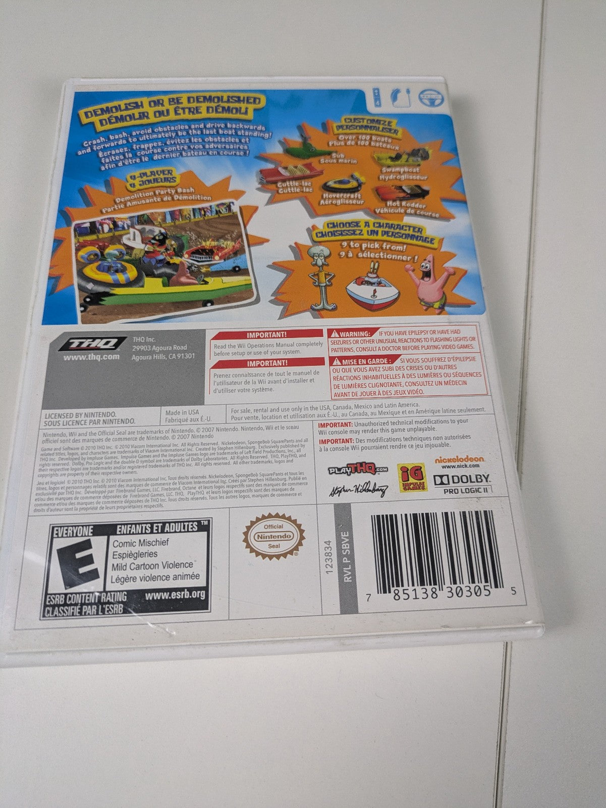 SpongeBob’s Boating Bash (Nintendo Wii, 2010) CIB