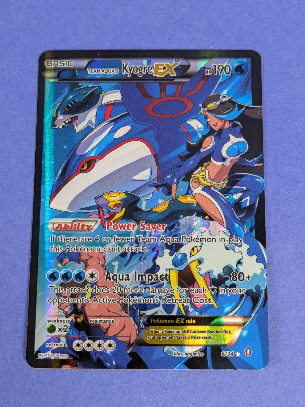Team Aqua's Kyogre EX - 6/34 - Ultra Rare Holo EX Double Crisis - Pokemon - MP