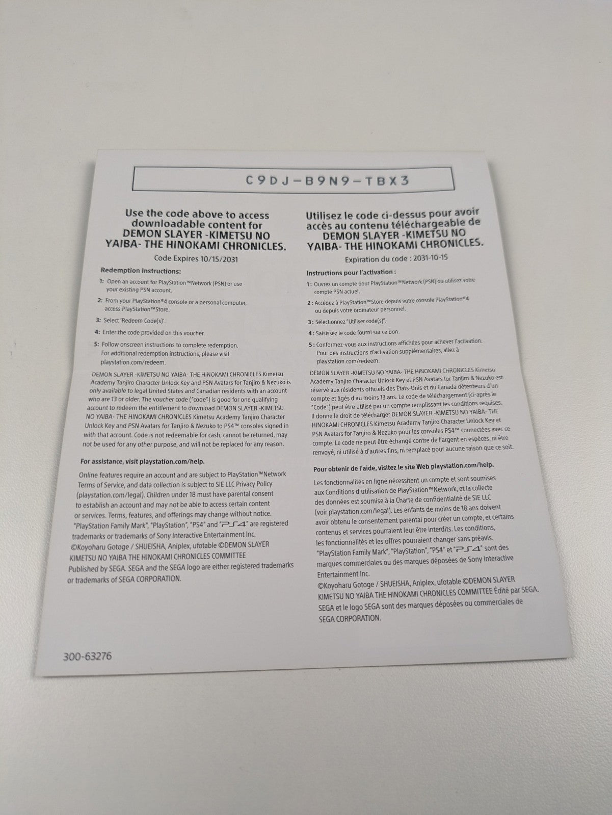 Demon Slayer: Kimetsu no Yaiba – The Hinokami Chronicles (PS4, 2021) CIB