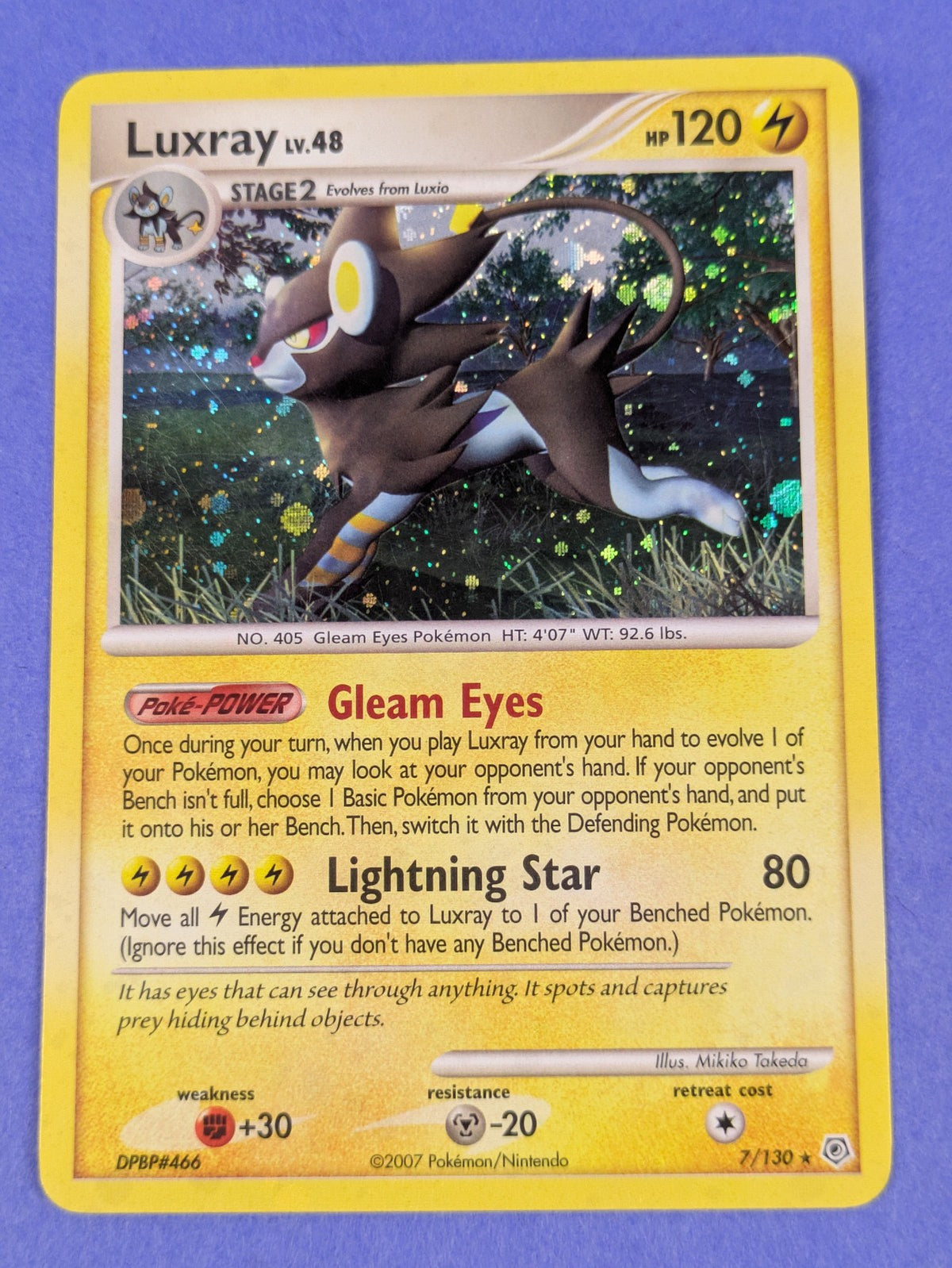 Luxray - 7/130 - Holo Rare Diamond & Pearl - Pokemon Card - LP