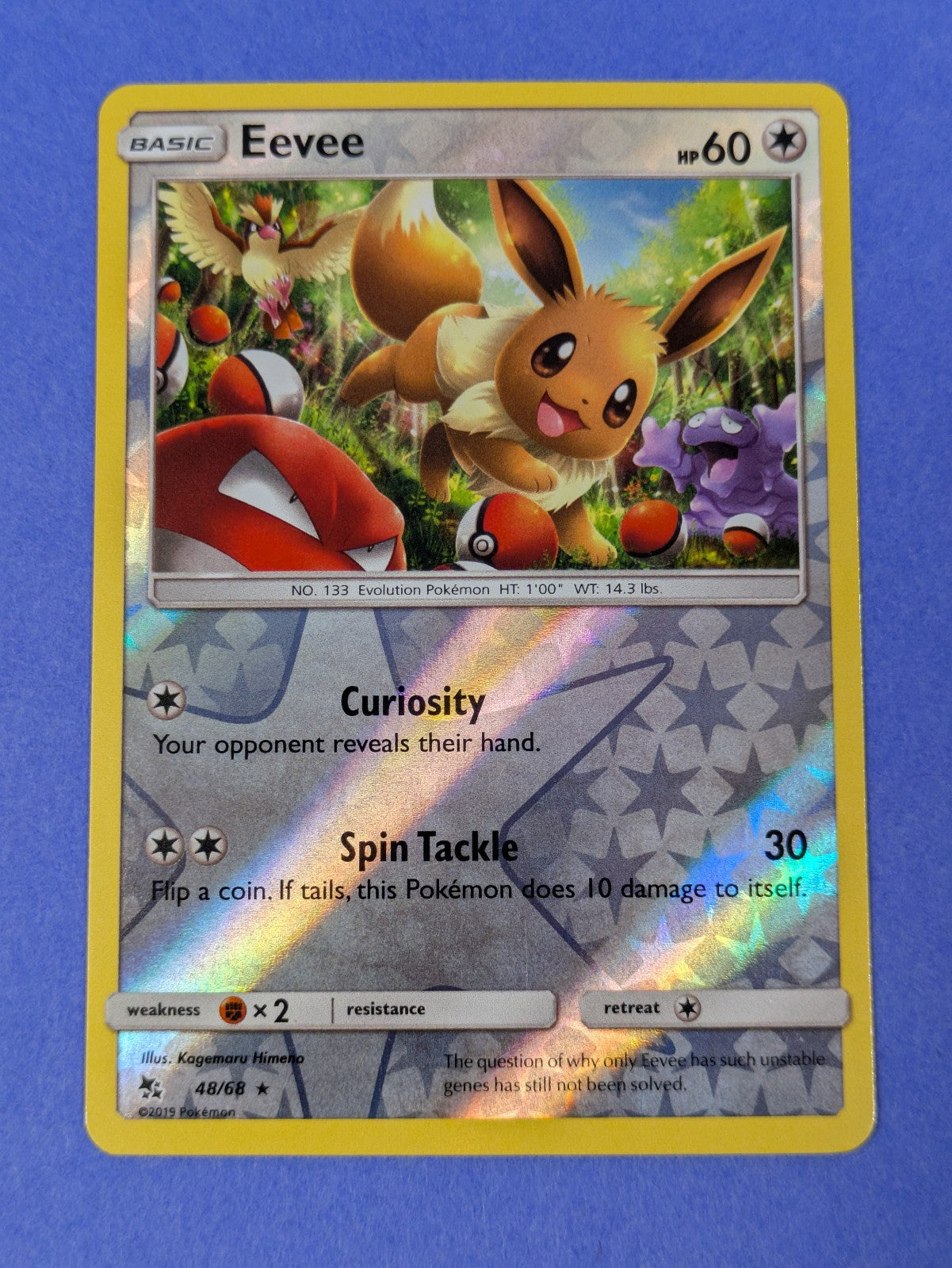 Eevee - 48/68 - Rare Reverse Holo Hidden Fates - Pokemon Card - NM