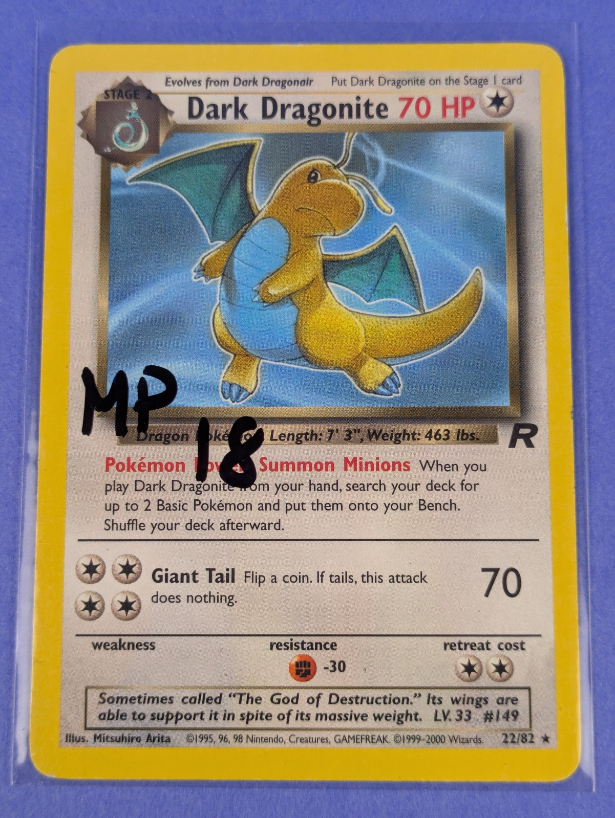 Dark Dragonite - 22/82 - Rare Unlimited Team Rocket Unlimited - Pokemon - MP