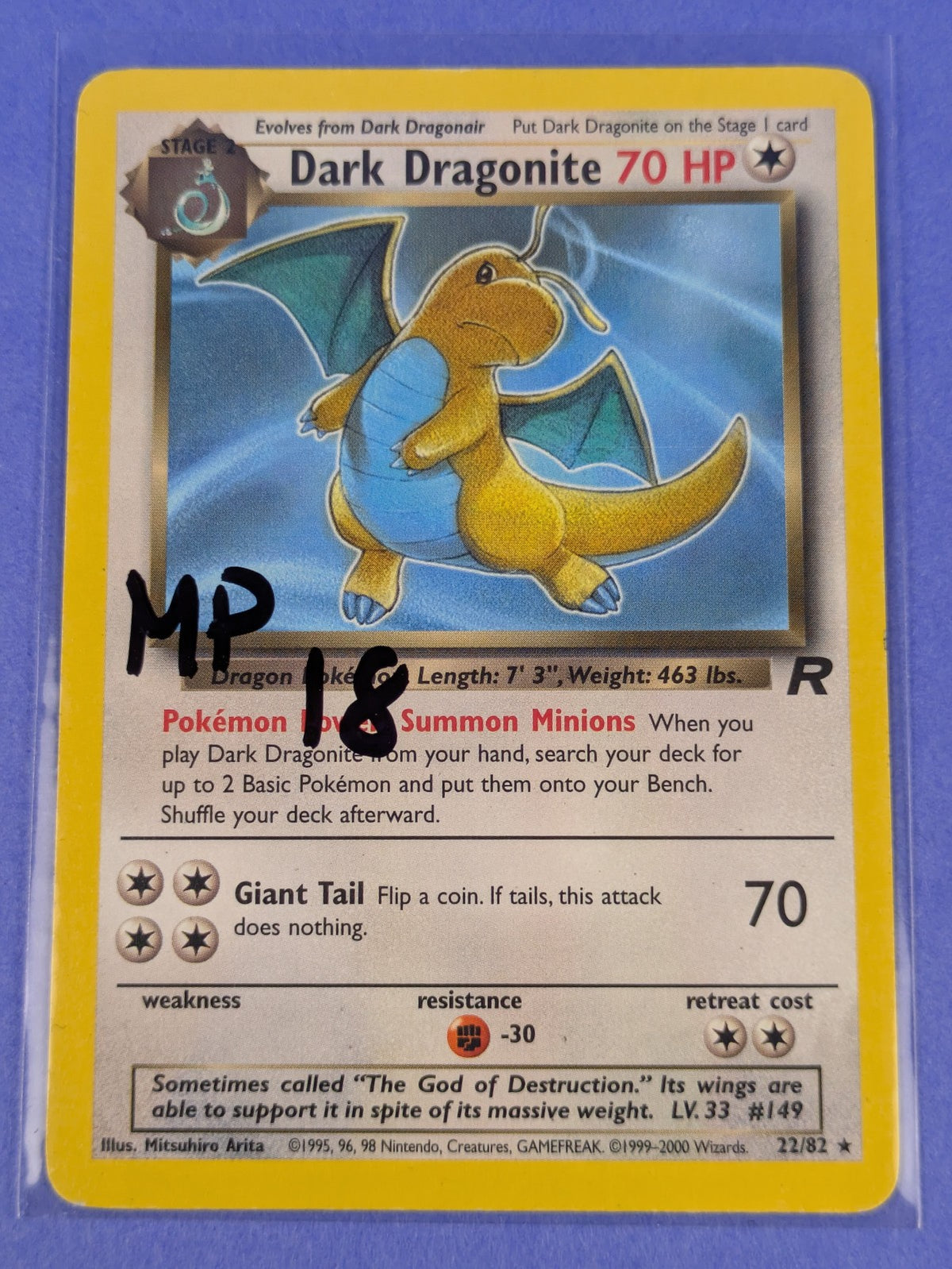 Dark Dragonite - 22/82 - Rare Unlimited Team Rocket Unlimited - Pokemon - MP