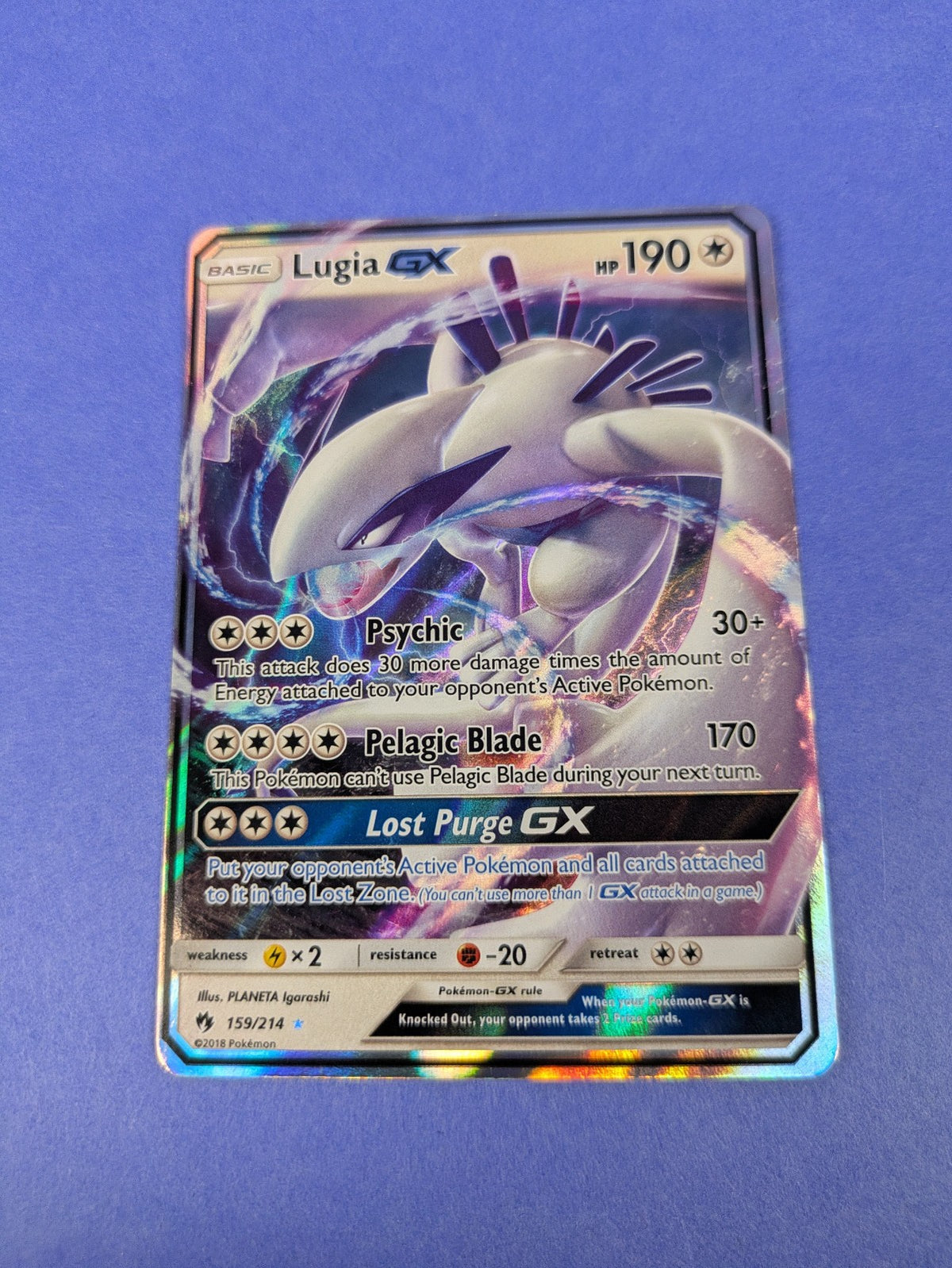 Lugia GX - 159/214 - Rare Holo GX Lost Thunder - Pokemon Card - LP