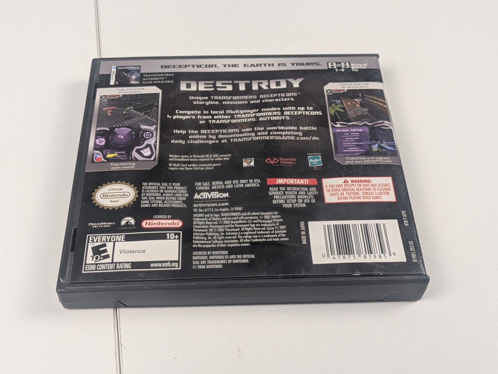 Transformers: Decepticons (Nintendo DS, 2007) CIB