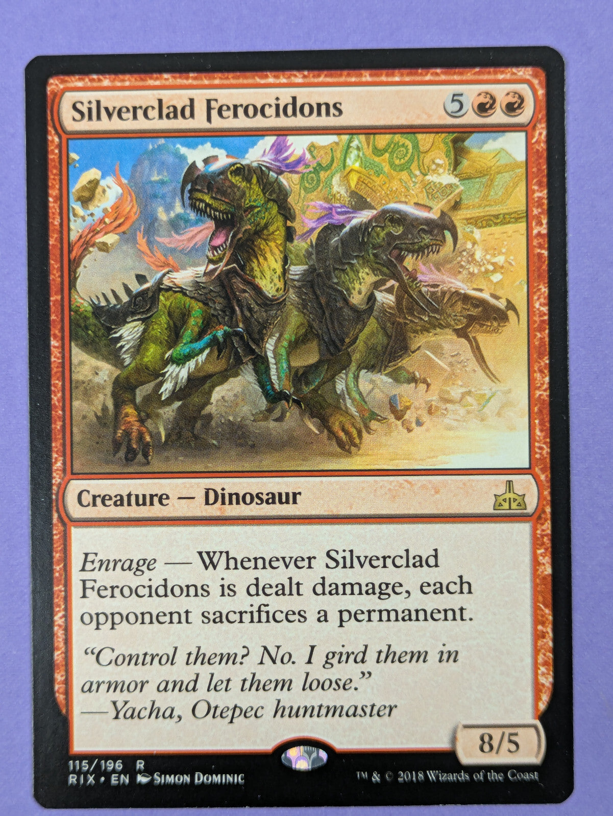 MTG Magic: Rivals of Ixalan: Silverclad Ferocidons #115/196 Rare - NM