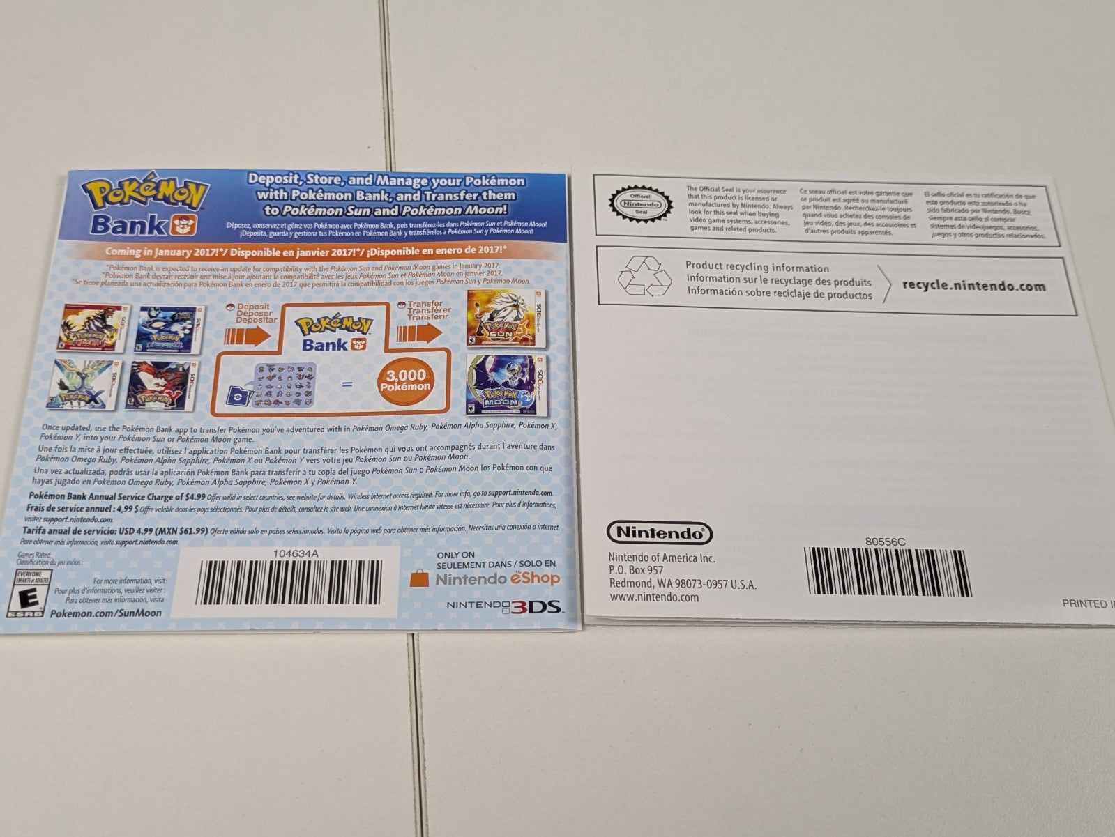 Pokémon Sun (Nintendo 3DS, 2016) CIB