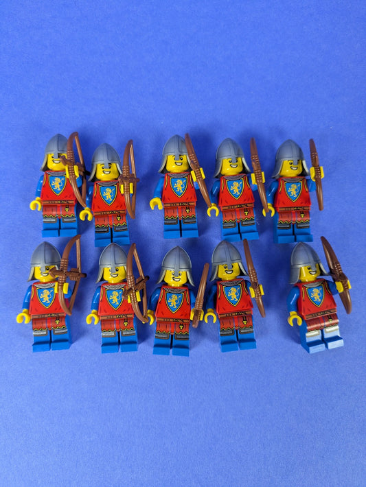 Lego Castle: Lion Knight - Male Nasal Helmet w/ Bow - 10 Army Pack!
